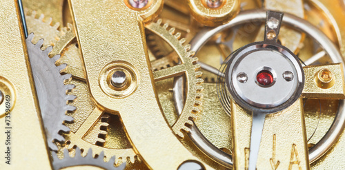 brass mechanical movement of vintage watch