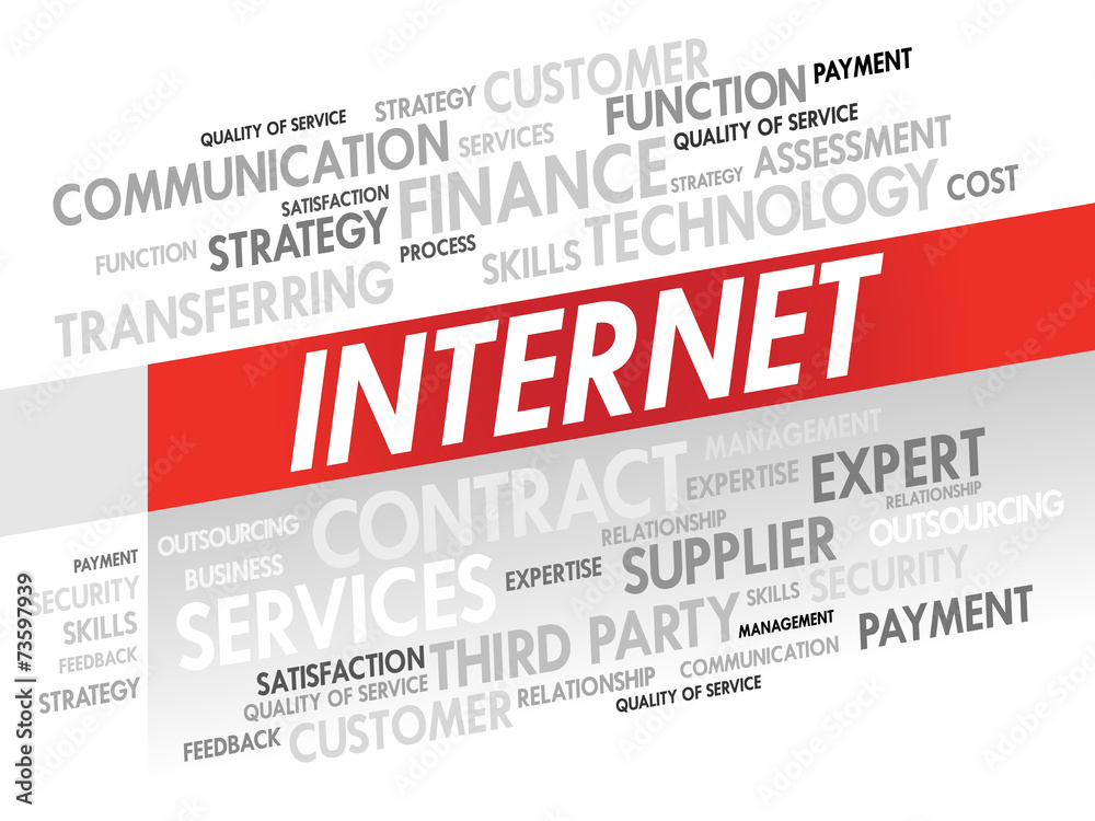 Word cloud of INTERNET related items, presentation background