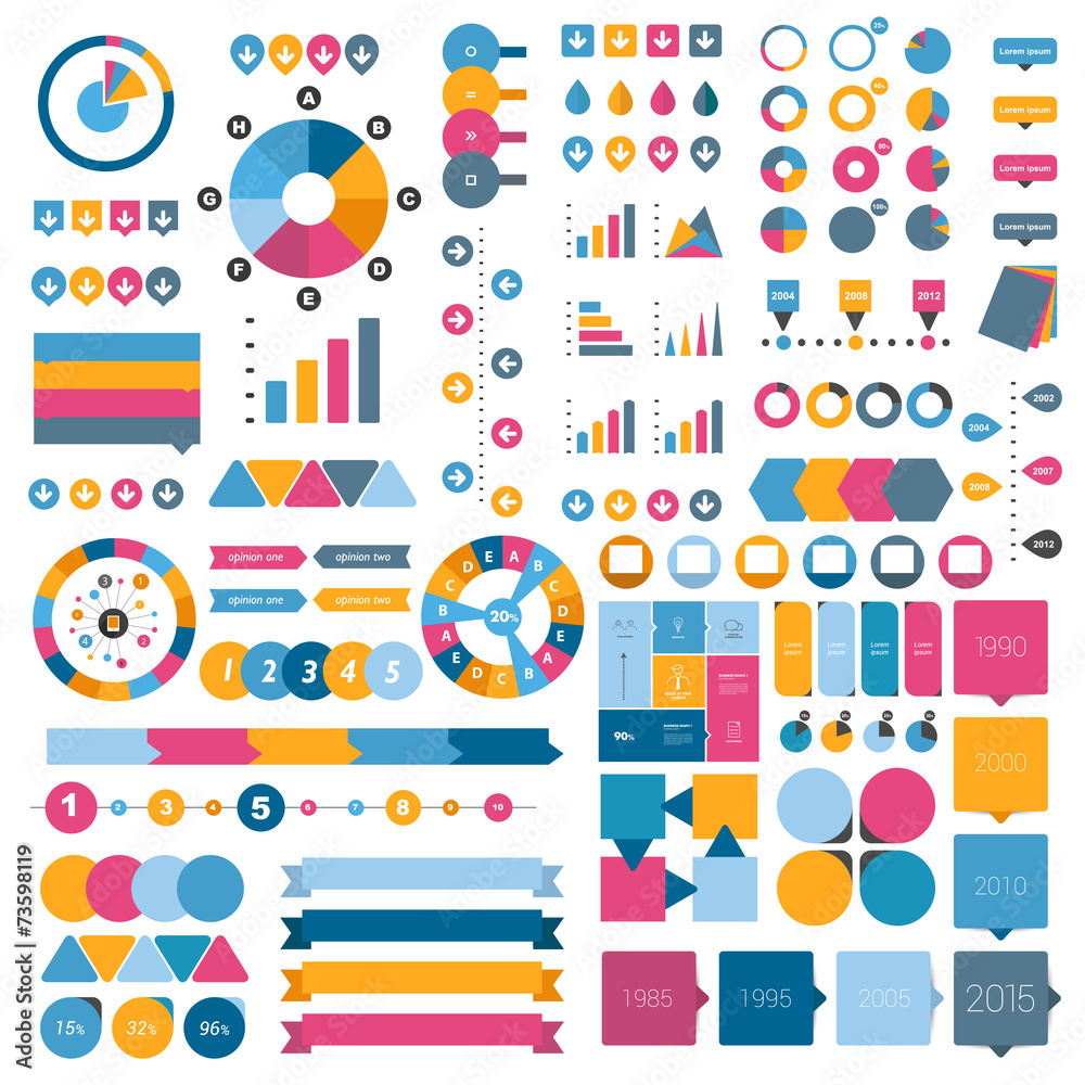 Big collection of flat infographics elements. Big collection of flat infographics elements.