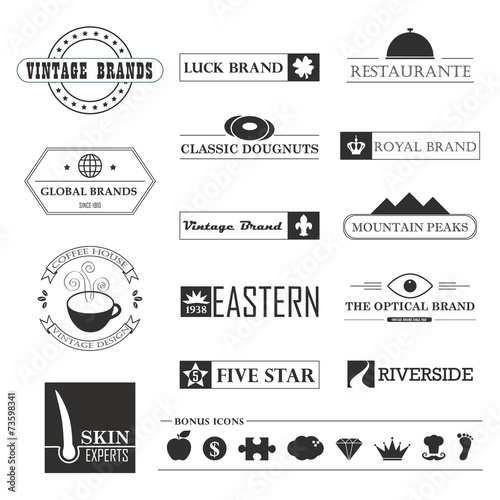 Set of Vintage brands and logo design elements