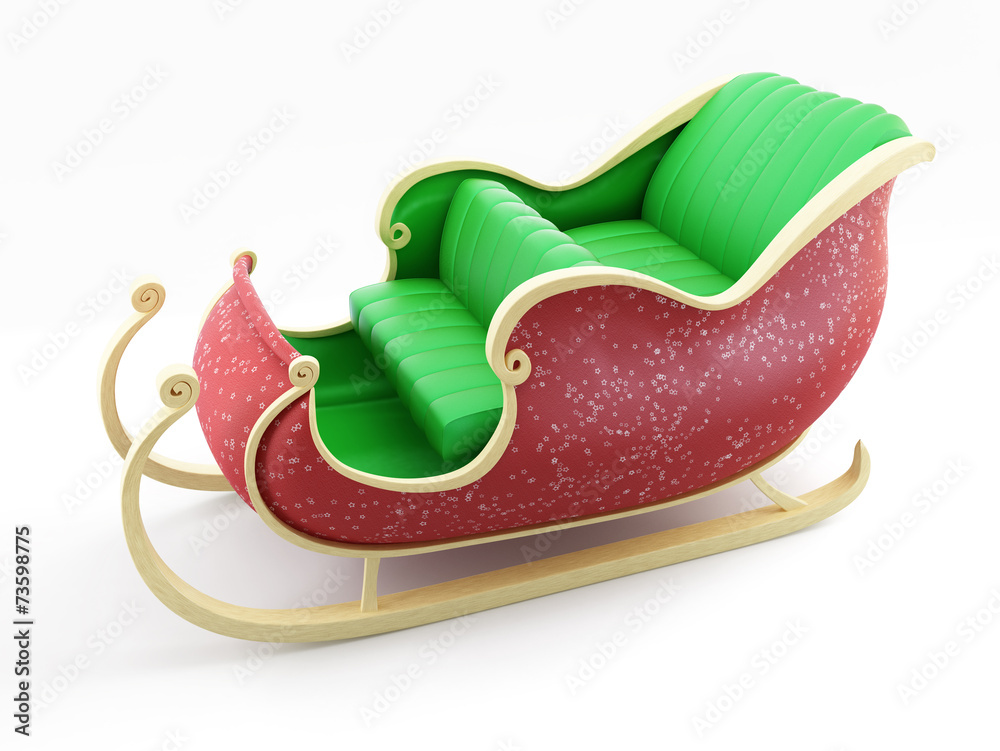 santa sleigh on white background Stock Photo | Adobe Stock