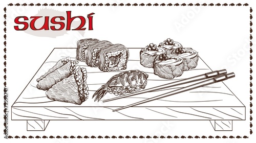 sushi and rolls
