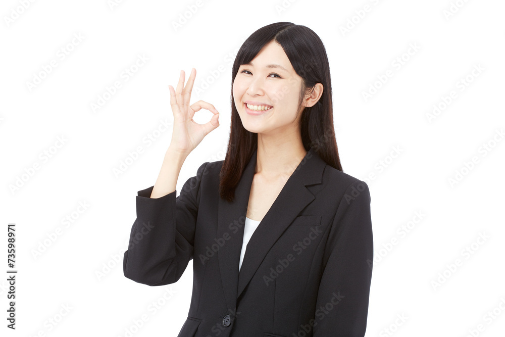 OKサインするビジネスウーマン OKサインするビジネスウーマン