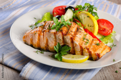 Grilled Salmon with  salad.