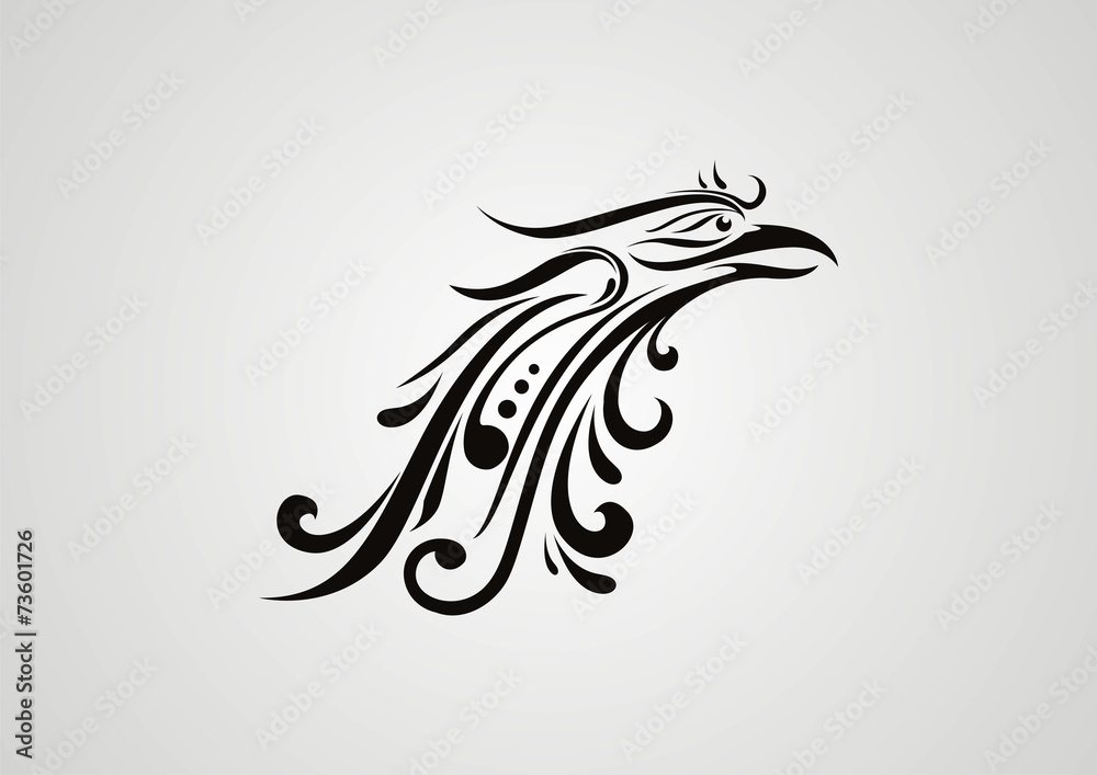 Decorative bird head icon illustration ornament