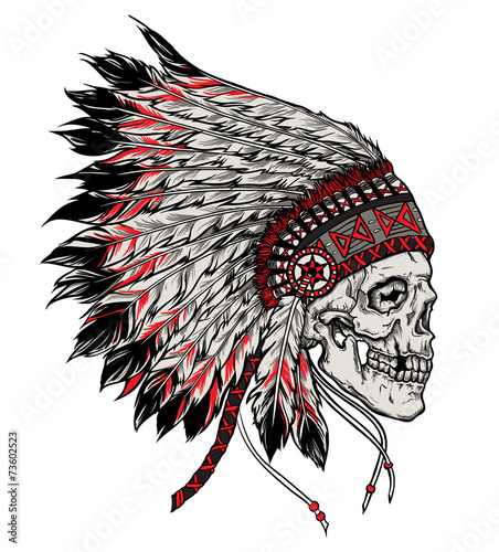 Indian skull hand drawn vector illustration isolated