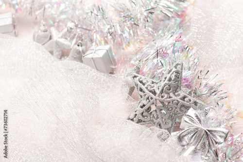 silver christmas decorations background