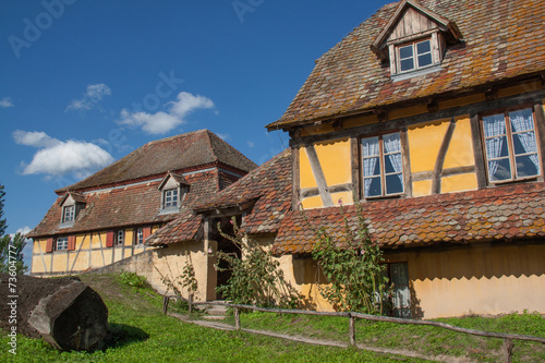 Maisons anciennes alsaciennes à Ungersheim, Alsace