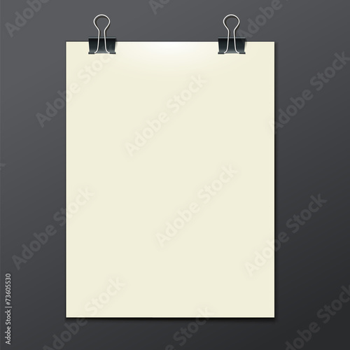 template of white paper clip with a gray background