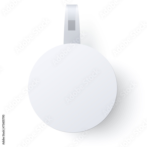 Round paper wobbler with transparent strip isolated on a white