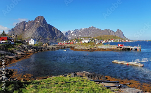 Fishing town of Reine by the fjord on Lofoten island