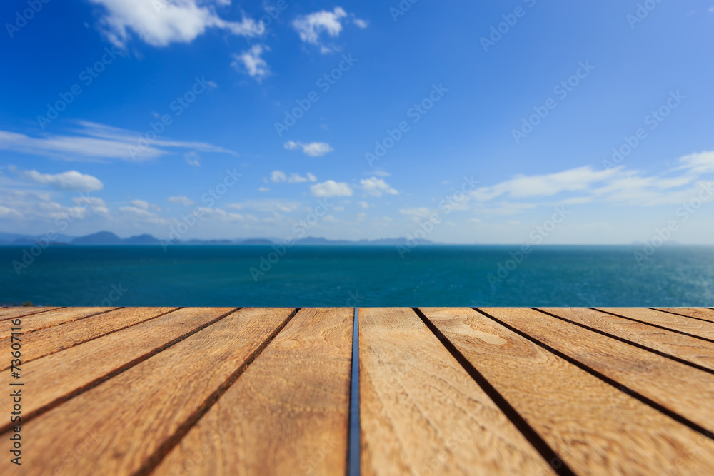 Wood platform beside the sea.