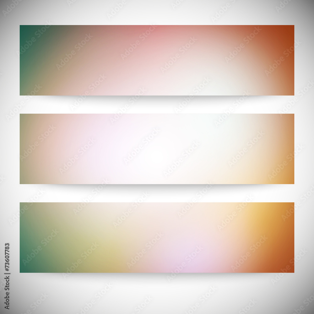Fototapeta premium Set of horizontal banners. Abstract multicolored defocused