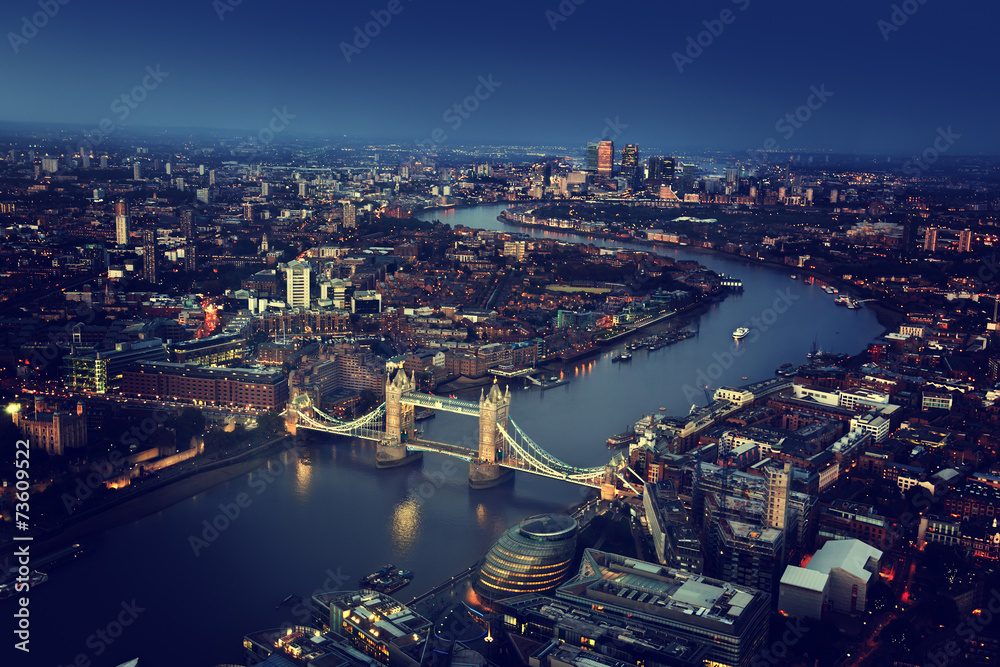 Naklejka premium London aerial view with Tower Bridge, UK