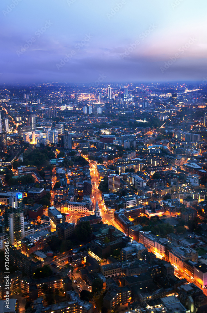 Fototapeta premium night London, view from shard, UK