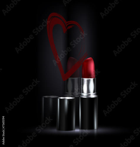 heart and red lipstick