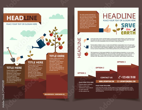 Planting tree brochure flyer design template