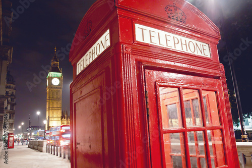 Red Telephone Booth and Big Ben in London