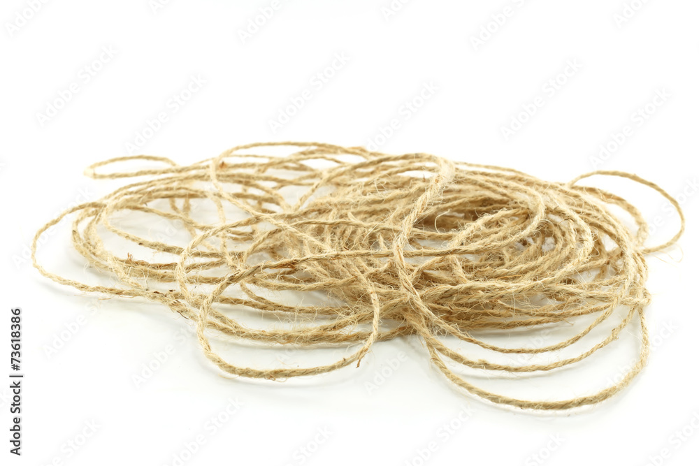 Brown natural rope isolated on white background Brown natural rope isolated on white background