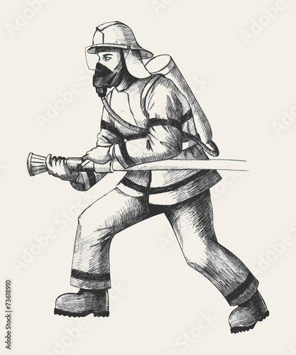 Sketch illustration of a firefighter