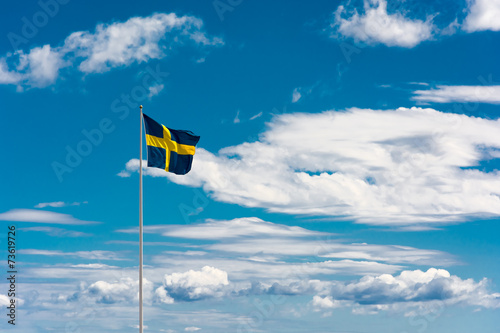 Obraz na plátně Swedish flag on sky background