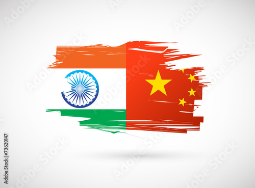 Canvas Print india and china flag illustration design