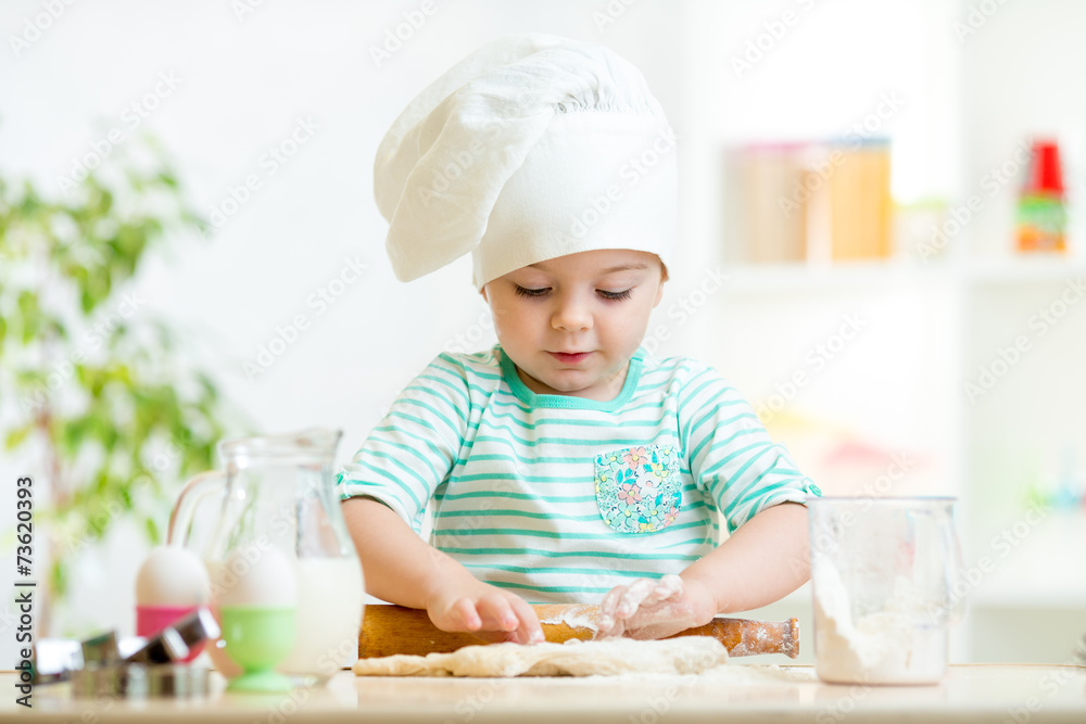 little baker kid girl in chef hat little baker kid girl in chef hat