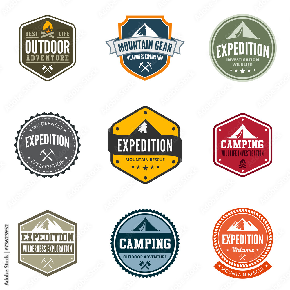 Adventure Tourism Travel Logo Vintage Labels design - obrazy, fototapety, plakaty 