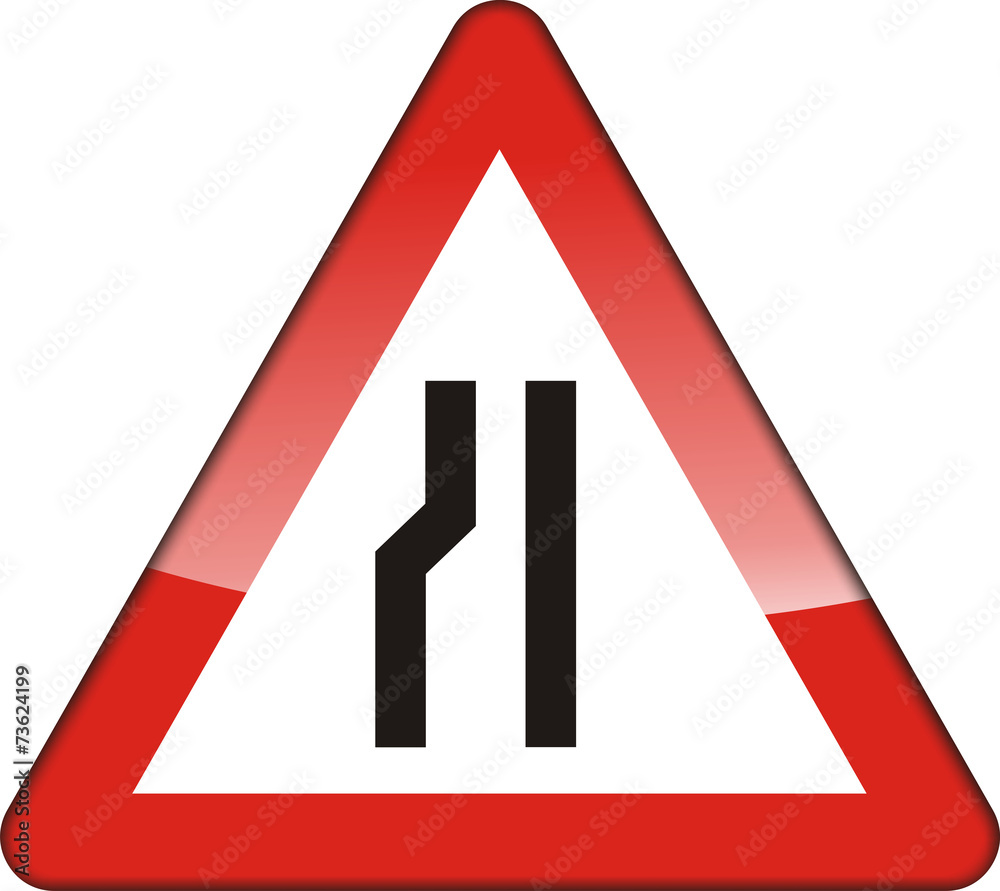 Verkehrszeichen, verengte Fahrbahn (links) Verkehrszeichen, verengte Fahrbahn (links)