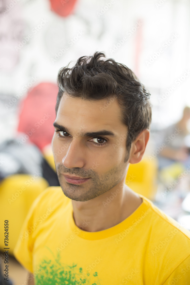 Young man at hairdresser salon