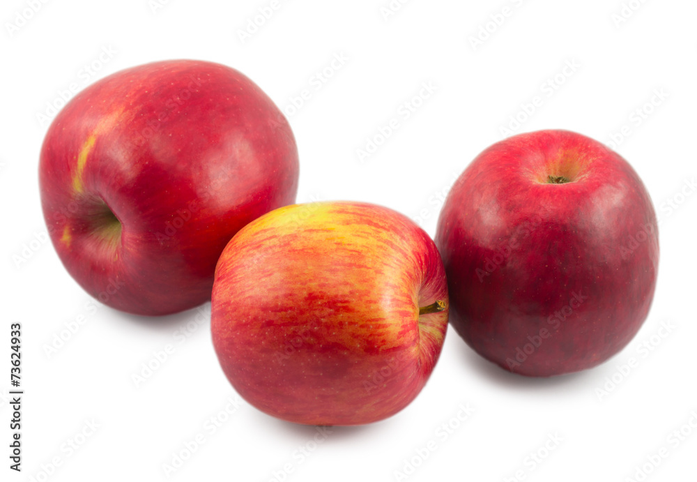 three red apples isolated on white background three red apples isolated on white background