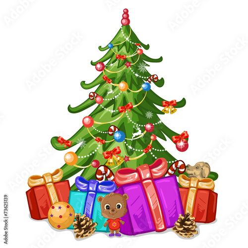 Decorated Christmas tree and presents