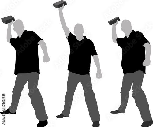 silhouette of man throwing objects