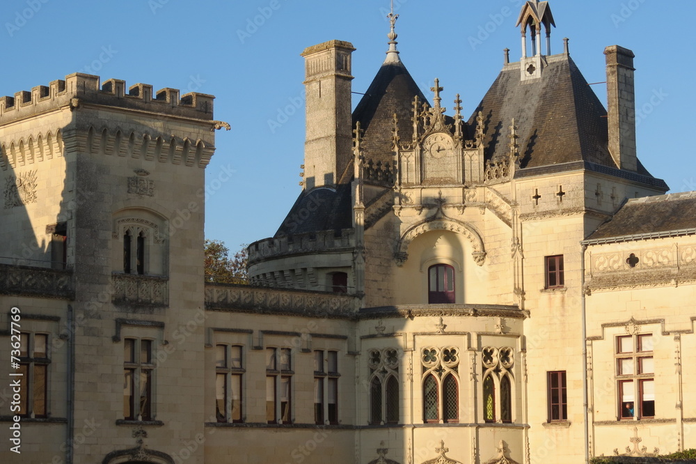 Maine et Loire - Tours du Château renaissance de Brézé -