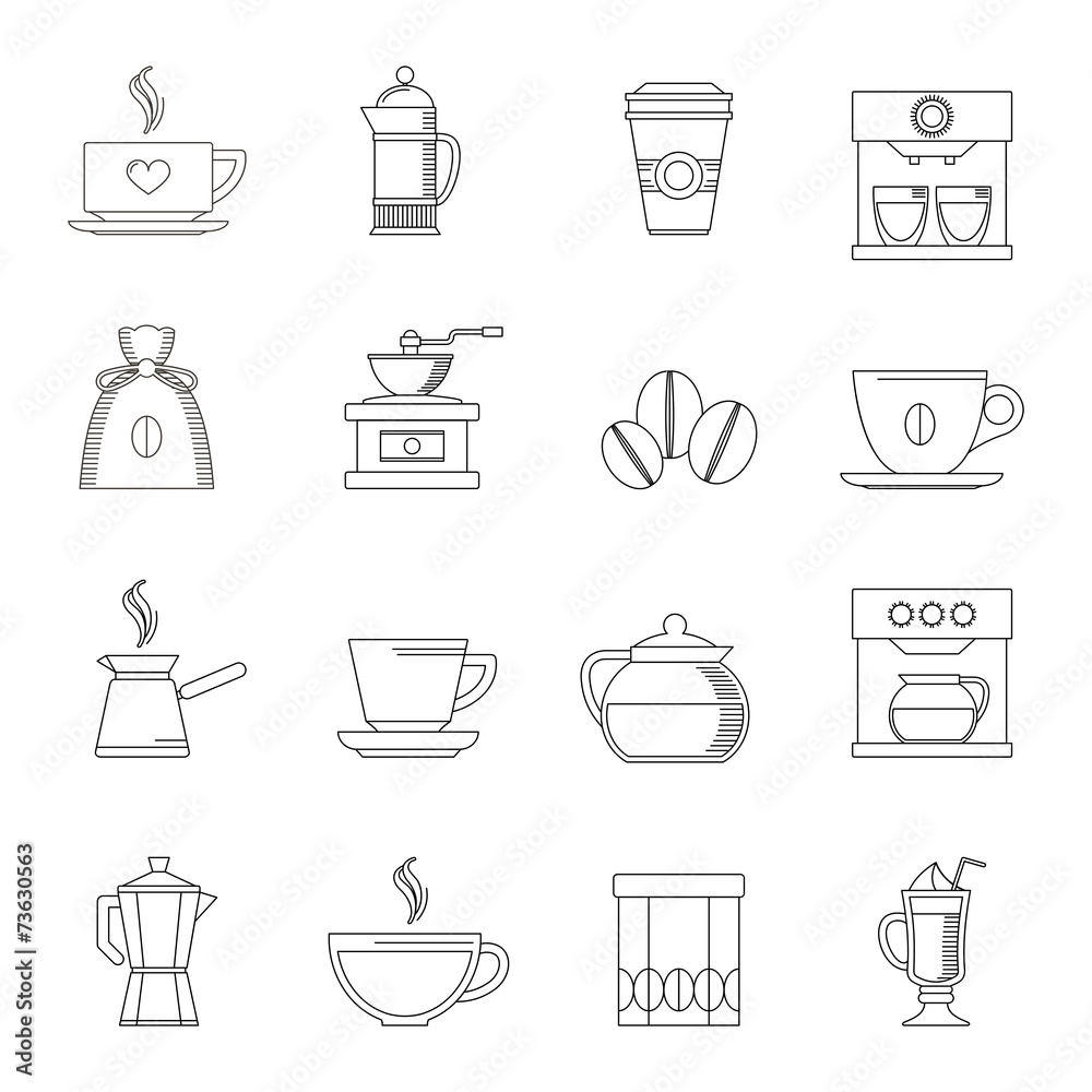 Coffee icons outline