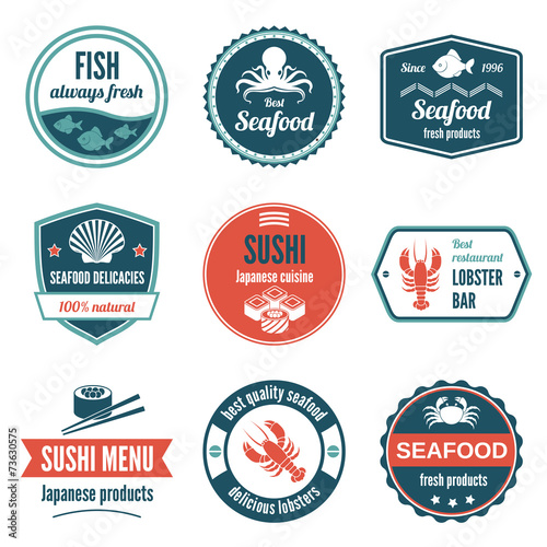 Seafood label set