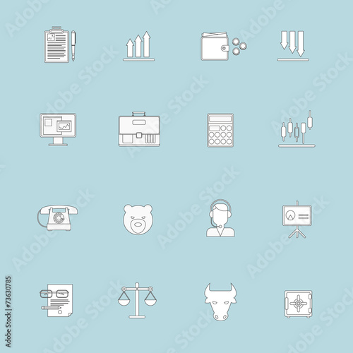 Finance exchange icons flat line