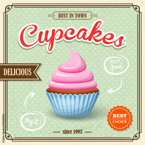 Cupcake retro poster