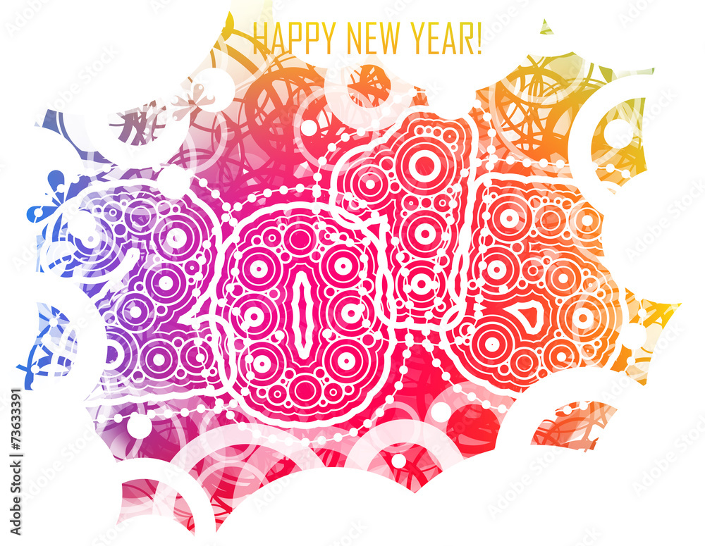 Happy New year 2015 with colorful circles