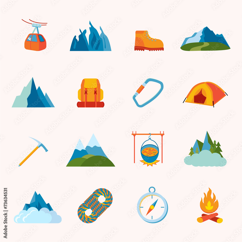 Mountain icons flat Mountain icons flat