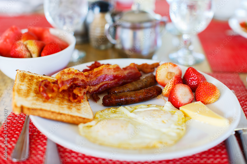 Breakfast with fried eggs