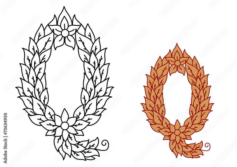 Letter Q in a foliate font Letter Q in a foliate font