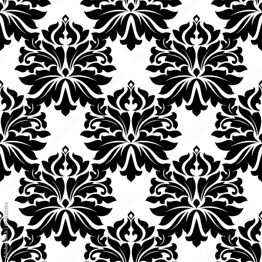 Fototapeta premium Black classic damask seamless pattern
