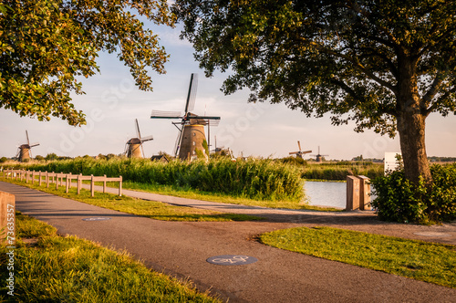 Historians Dutch windmills near Rotterdam