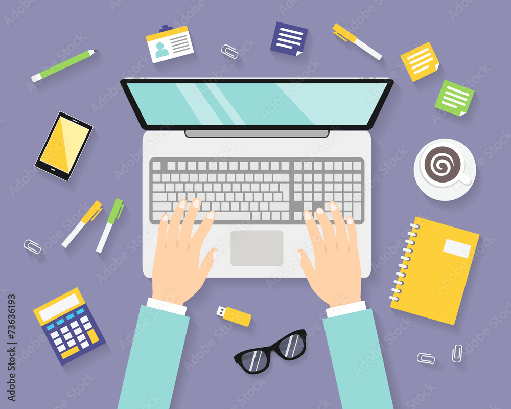 Business workplace with notebook Business workplace with notebook