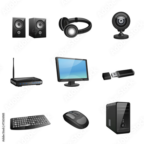 Computer accessories icons black
