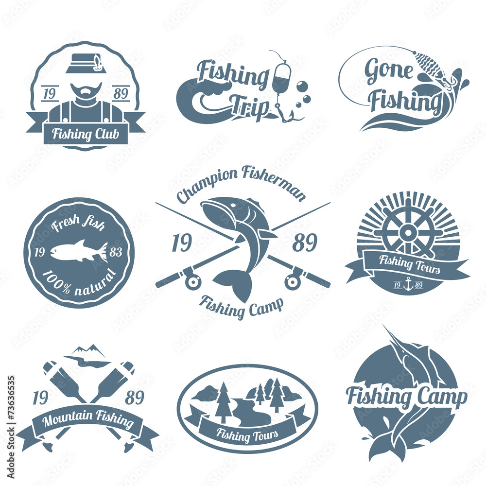Fototapeta premium Fishing label set