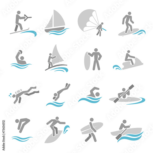 Water sports icons set