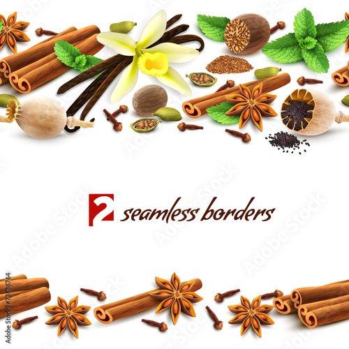 Spices seamless borders