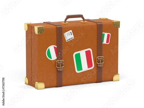 Suitcase with flag of italy